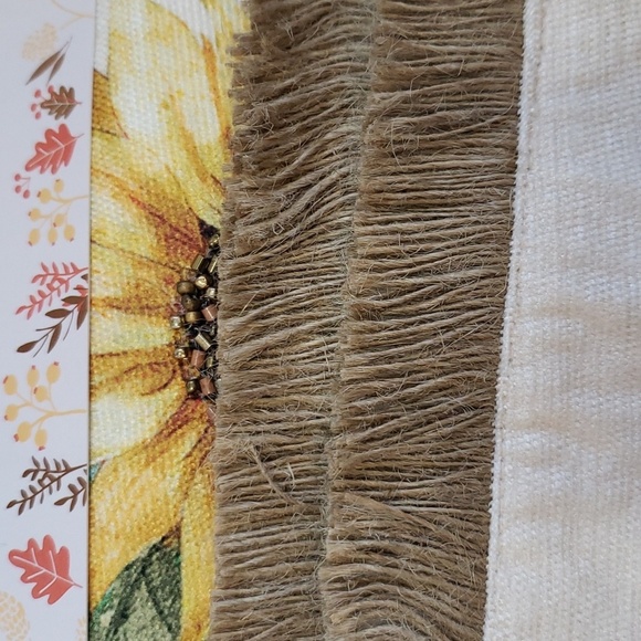 The Farmhouse Rachel Ashwell 72 x 16 Beaded Sunflower Fringed Table Runner - Picture 8 of 8